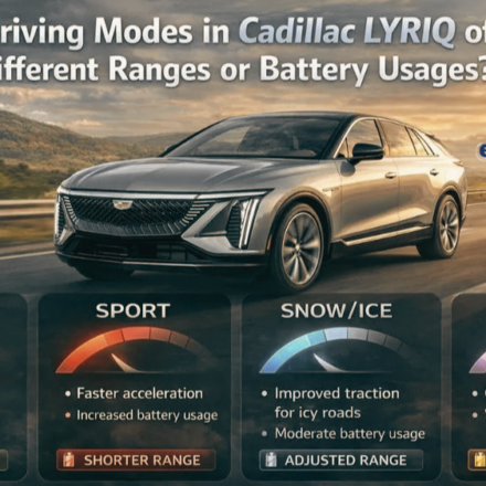 do the driving modes in cadillac lyriq offer different ranges or battery usages?